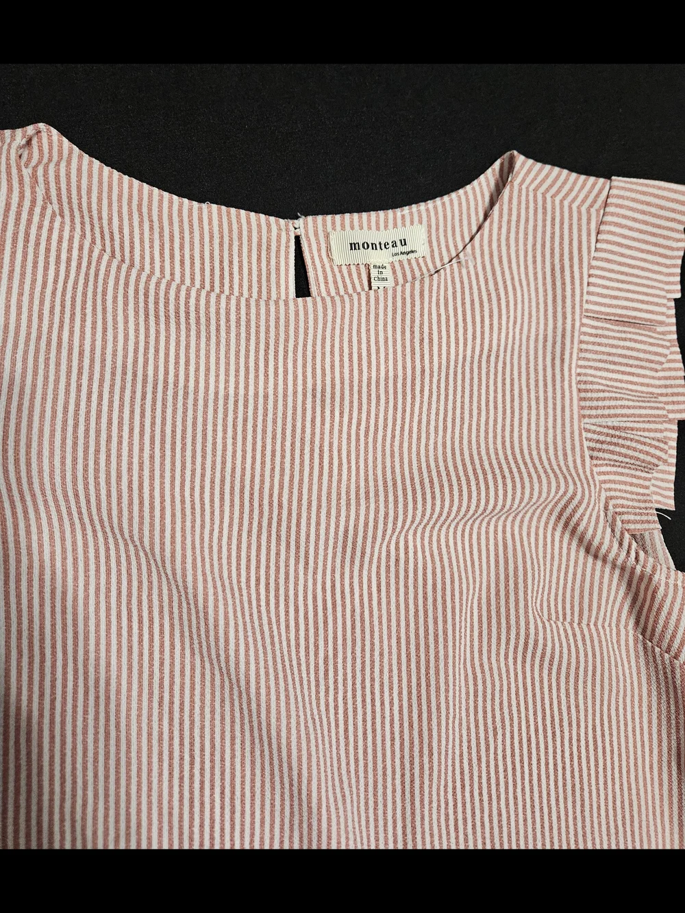 Ruffled Sleeve Pink Stripe Tank Top - Picture 2 of 5